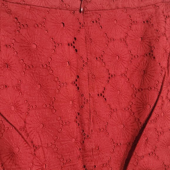 J.Crew Factory Lace Flower Pattern Burgundy Maroon Red Pencil Skirt sz 8 GUC - Picture 4 of 6
